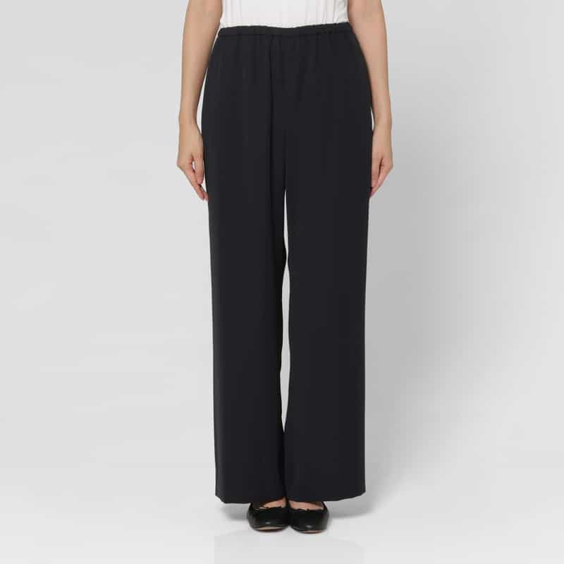 BARNEYS NEW YORK ウォッシャブルサテン ドローストリングパンツ NAVY