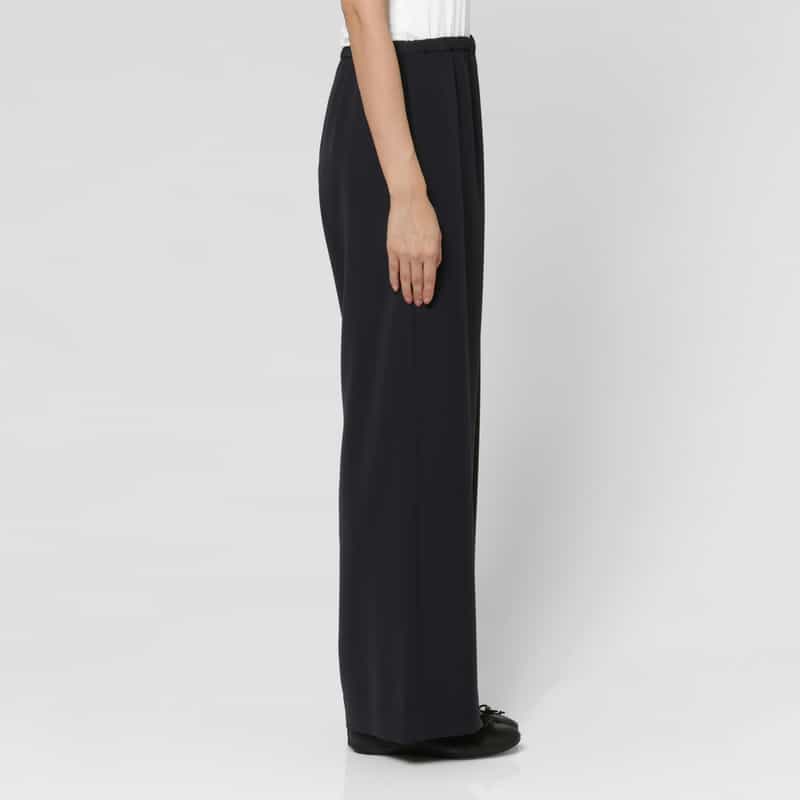 BARNEYS NEW YORK ウォッシャブルサテン ドローストリングパンツ NAVY