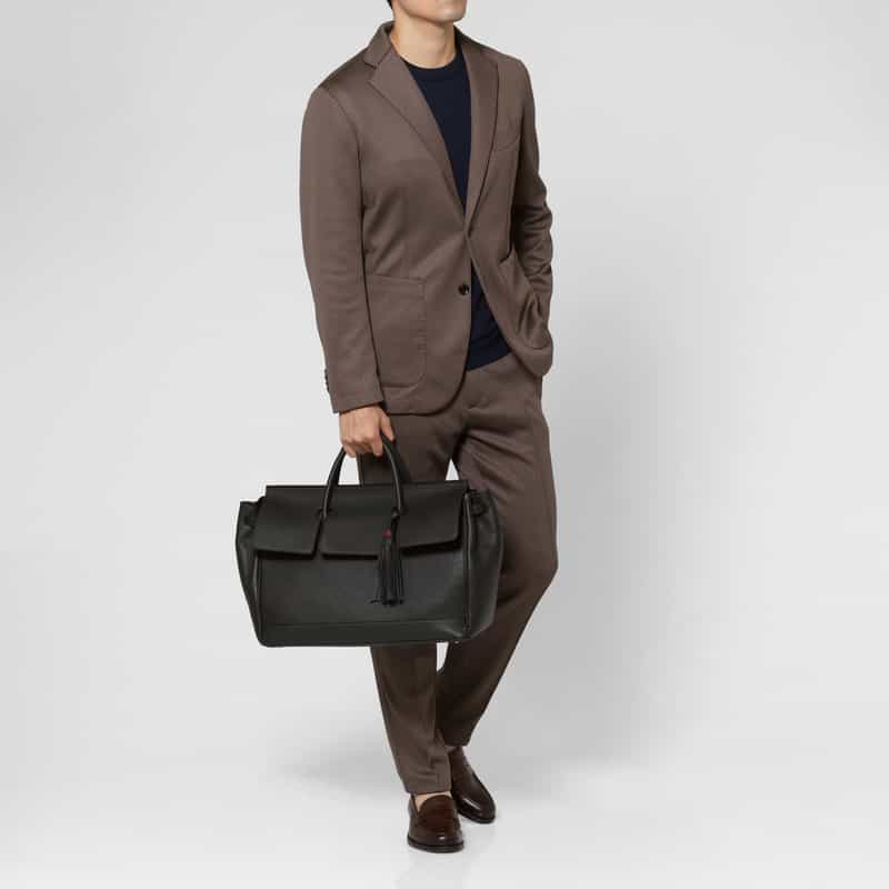 ACATE ACATE＜アカーテ＞ レザーボストンバッグ（M）“OSTRO" BLACK