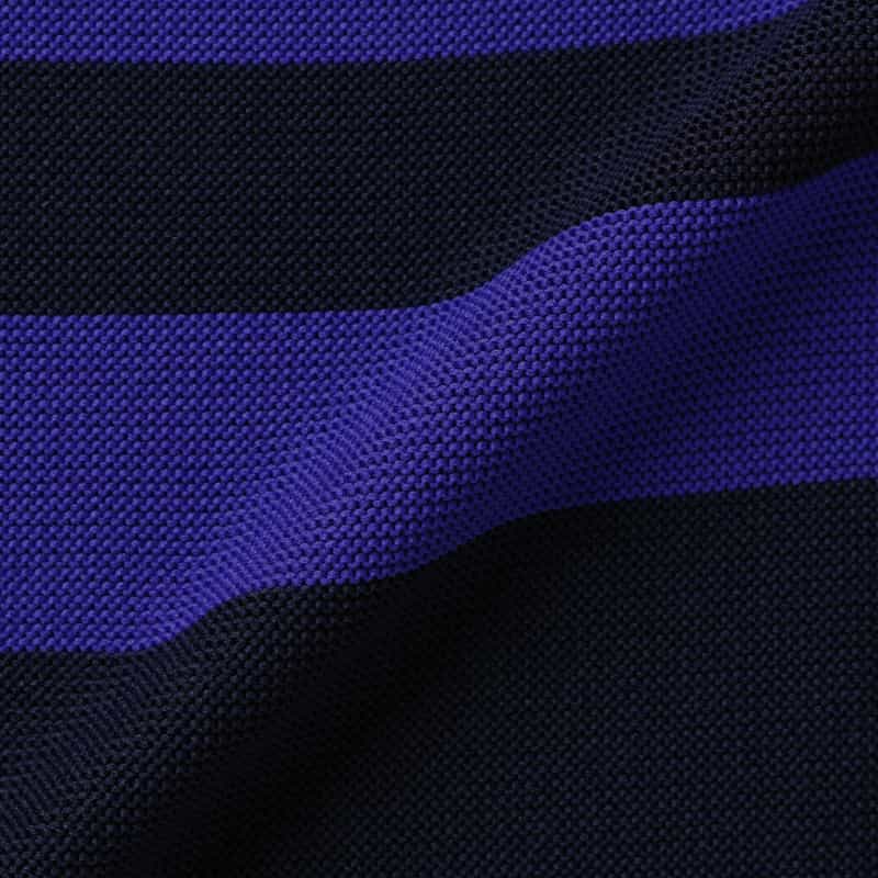 BARNEYS NEW YORK ウォッシャブル ノースリーブ ランダムマルチラインニットドレス NAVY