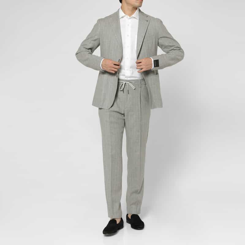 TAGLIATORE TAGLIATORE＜タリアトーレ＞ セットアップ ストライプ柄シングルジャケット"DAKAR" LIGHT GRAY