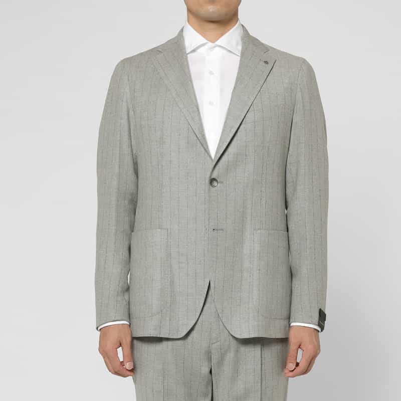 TAGLIATORE TAGLIATORE＜タリアトーレ＞ セットアップ ストライプ柄シングルジャケット"DAKAR" LIGHT GRAY