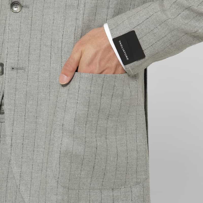 TAGLIATORE TAGLIATORE＜タリアトーレ＞ セットアップ ストライプ柄シングルジャケット"DAKAR" LIGHT GRAY