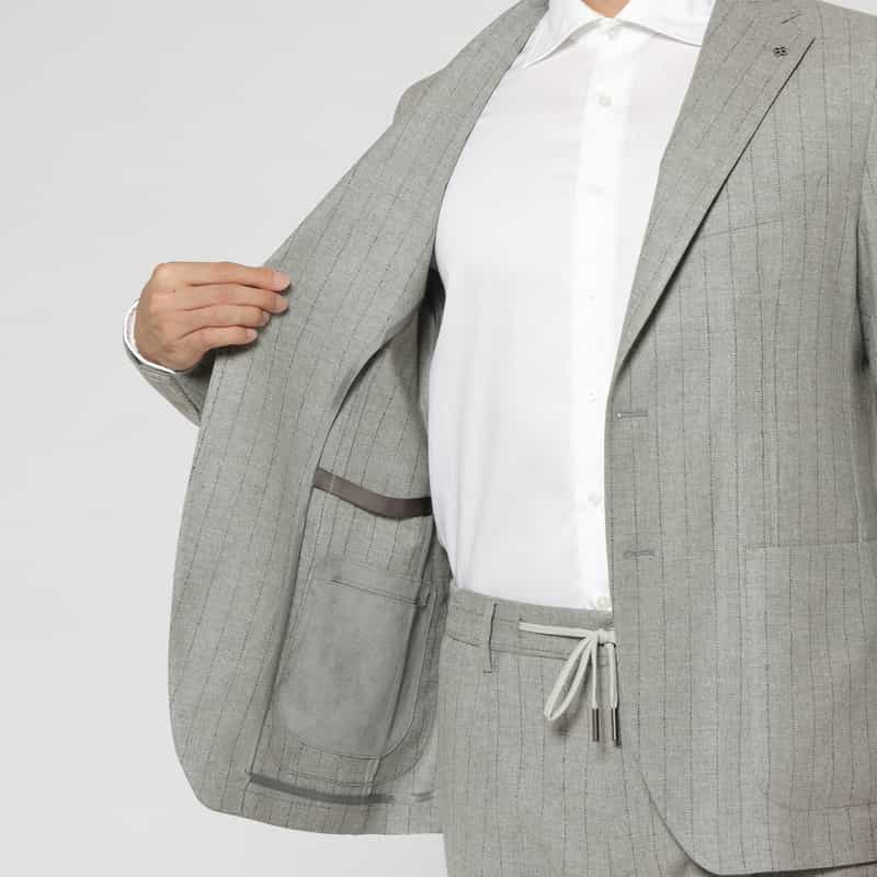 TAGLIATORE TAGLIATORE＜タリアトーレ＞ セットアップ ストライプ柄シングルジャケット"DAKAR" LIGHT GRAY