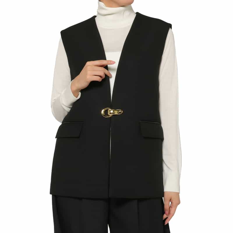 BARNEYS NEW YORK メタルパーツデザイン ジレ BLACK