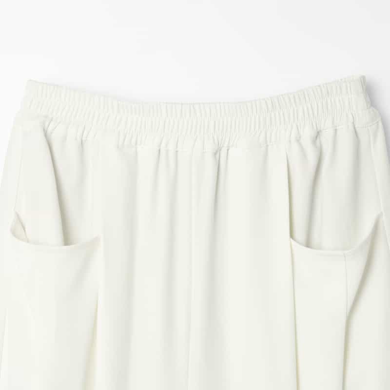 BARNEYS NEW YORK ウォッシャブル フロントポケット タックワイドパンツ OFF WHITE
