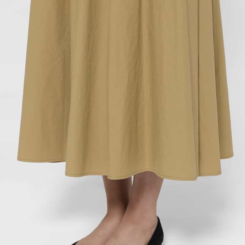 BARNEYS NEW YORK ウォッシャブル コットンタイプライター素材ロングタックフレアスカート BEIGE