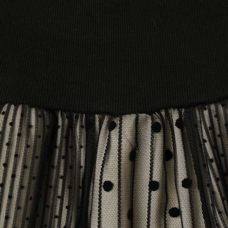 BARNEYS NEW YORK ドッド柄 チュールコンビネーションストライプデザインスカート BLACK