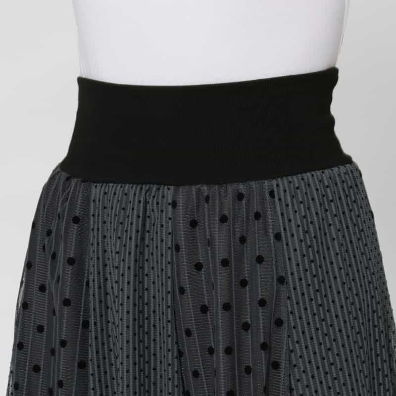 BARNEYS NEW YORK ドッド柄 チュールコンビネーションストライプデザインスカート GRAY