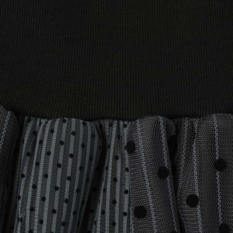 BARNEYS NEW YORK ドッド柄 チュールコンビネーションストライプデザインスカート GRAY
