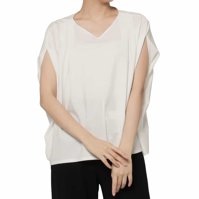 BARNEYS NEW YORK ウォッシャブル レーヨンジャージー素材ドルマンスリーブ カットソー WHITE