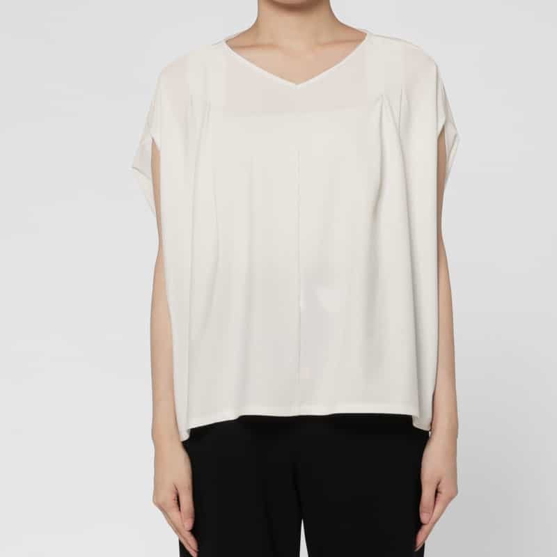 BARNEYS NEW YORK ウォッシャブル レーヨンジャージー素材ドルマンスリーブ カットソー WHITE