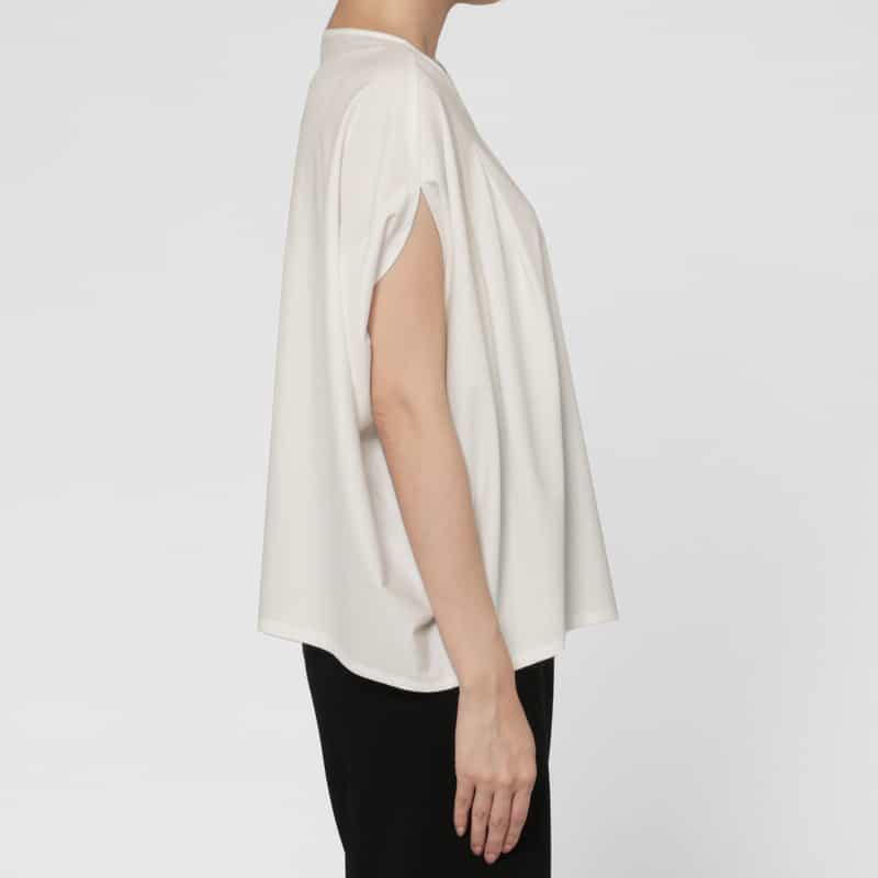 BARNEYS NEW YORK ウォッシャブル レーヨンジャージー素材ドルマンスリーブ カットソー WHITE
