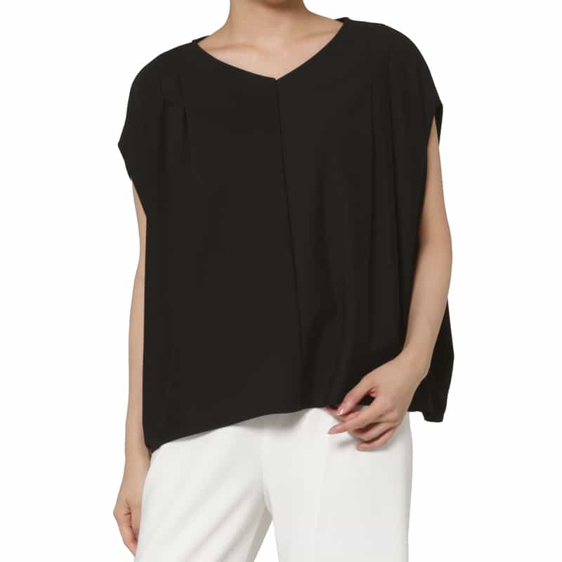 BARNEYS NEW YORK ウォッシャブル レーヨンジャージー素材ドルマンスリーブ カットソー BLACK