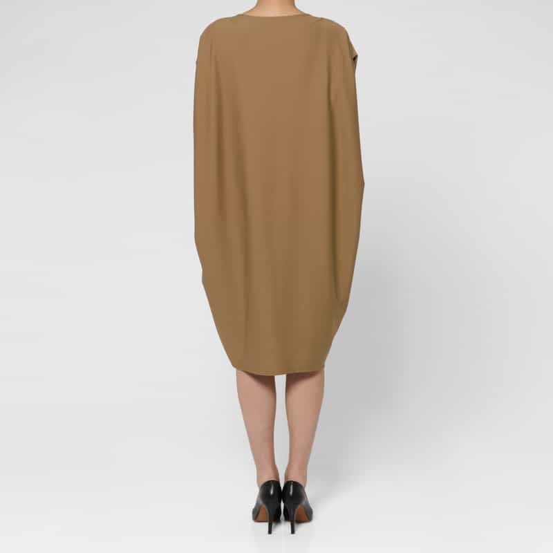 BARNEYS NEW YORK ウォッシャブル ドルマンスリーブドレス CAMEL