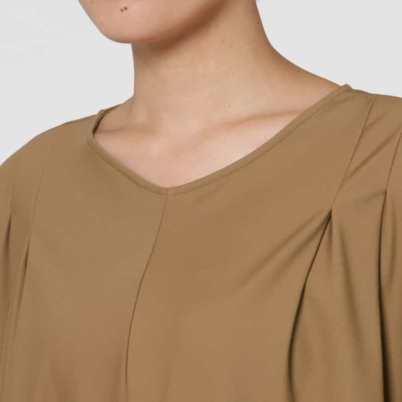 BARNEYS NEW YORK ウォッシャブル ドルマンスリーブドレス CAMEL