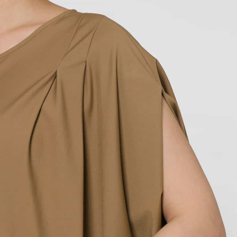 BARNEYS NEW YORK ウォッシャブル ドルマンスリーブドレス CAMEL