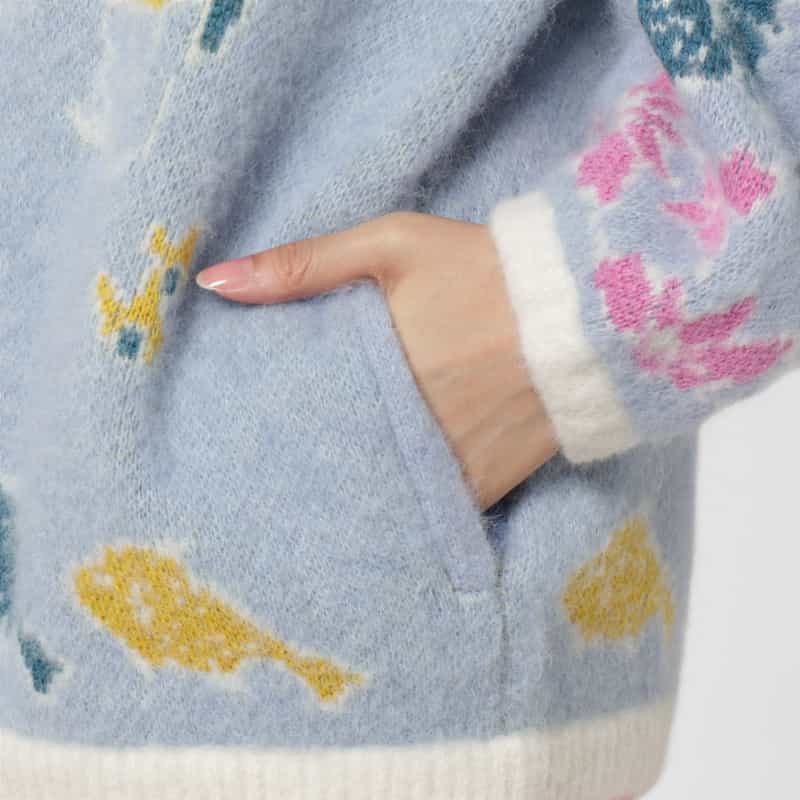 YAN YAN YAN YAN ＜ヤンヤン＞ バーニーズ　ニューヨーク限定オーバーサイズ ニットジャケット BLUE