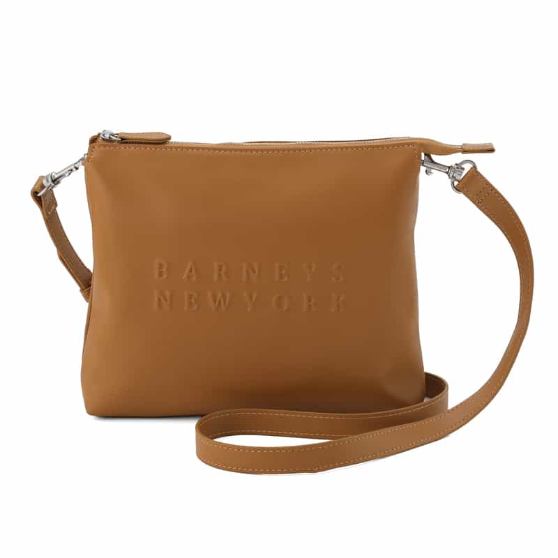 BARNEYS NEW YORK エンボス ロゴ ショルダーバッグ BROWN