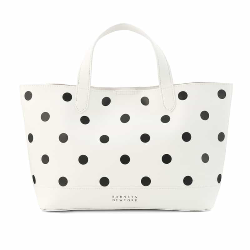 BARNEYS NEW YORK ドット柄プリント 横型トートバッグ WHITE