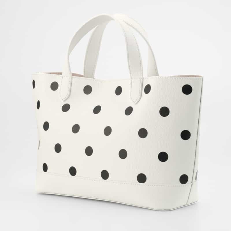 BARNEYS NEW YORK ドット柄プリント 横型トートバッグ WHITE