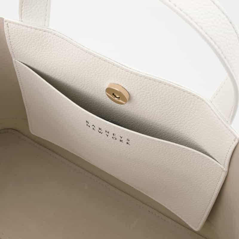 BARNEYS NEW YORK ドット柄プリント 横型トートバッグ WHITE
