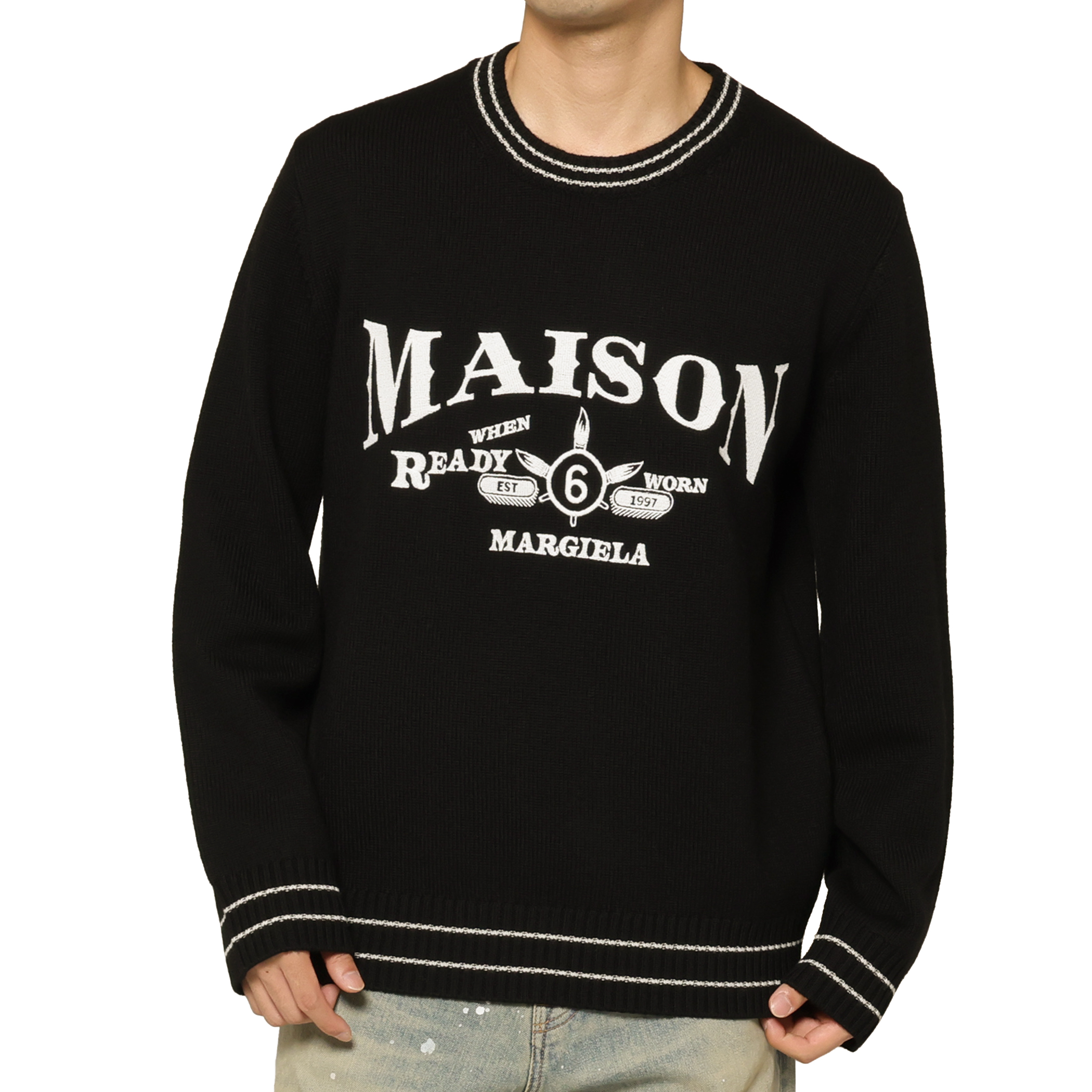 MM6 MAISON MARGIELA＜エムエム6 メゾン マルジェラ＞ ロゴ入りクルーネックニットプルオーバー