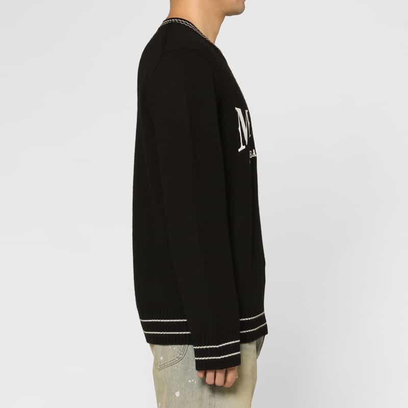MM6 MAISON MARGIELA MM6 MAISON MARGIELA＜エムエム6 メゾン マルジェラ＞ ロゴ入りクルーネックニットプルオーバー BLACK