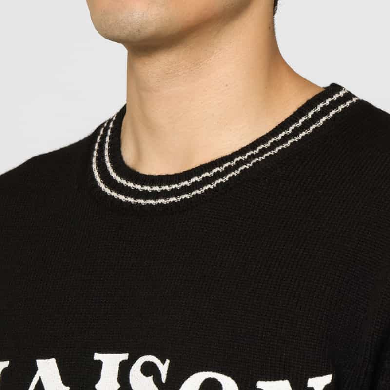 MM6 MAISON MARGIELA MM6 MAISON MARGIELA＜エムエム6 メゾン マルジェラ＞ ロゴ入りクルーネックニットプルオーバー BLACK