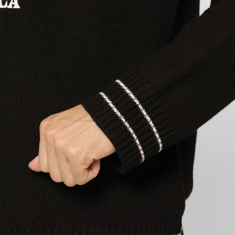 MM6 MAISON MARGIELA MM6 MAISON MARGIELA＜エムエム6 メゾン マルジェラ＞ ロゴ入りクルーネックニットプルオーバー BLACK
