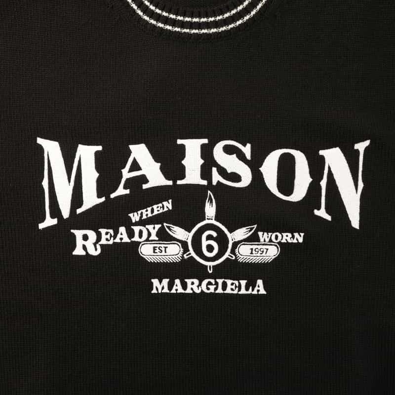 MM6 MAISON MARGIELA MM6 MAISON MARGIELA＜エムエム6 メゾン マルジェラ＞ ロゴ入りクルーネックニットプルオーバー BLACK