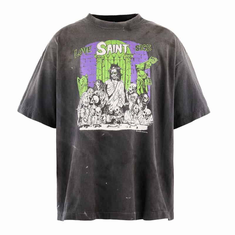 SAINT MXXXXXX SAINT MXXXXXX＜セント マイケル＞ ヴィンテージ加工グラフィックTシャツ BLACK