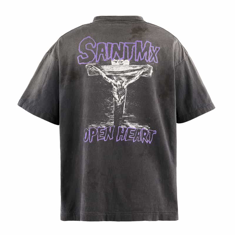 SAINT MXXXXXX SAINT MXXXXXX＜セント マイケル＞ ヴィンテージ加工グラフィックTシャツ BLACK