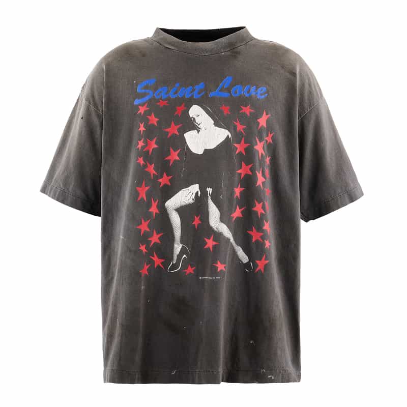 SAINT MXXXXXX SAINT MXXXXXX＜セント マイケル＞ ヴィンテージ加工グラフィックTシャツ BLACK