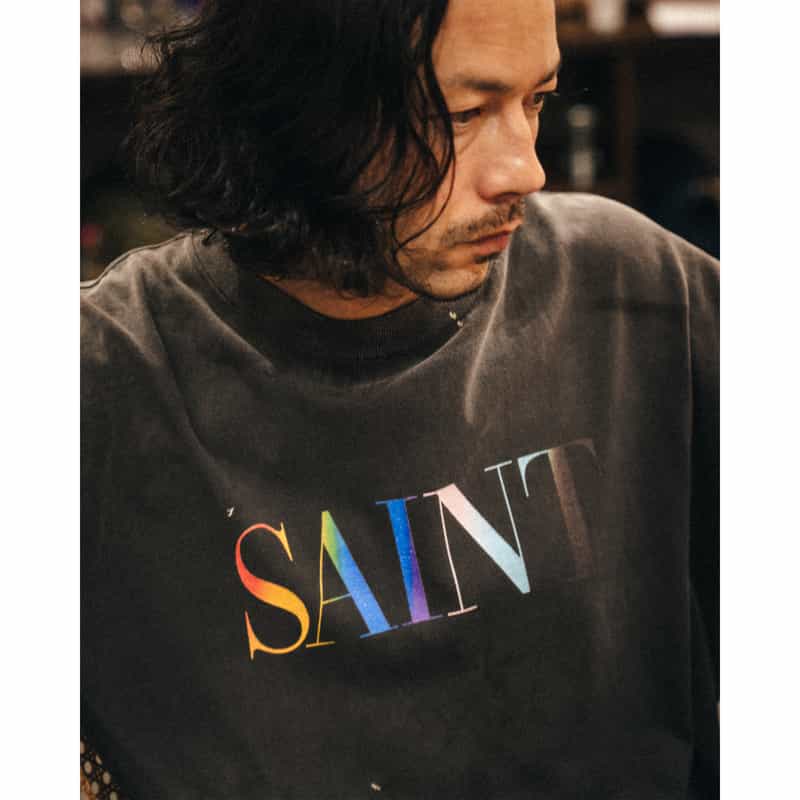 SAINT MXXXXXX SAINT MXXXXXX＜セント マイケル＞ ヴィンテージ加工ロングスリーブTシャツ BLACK