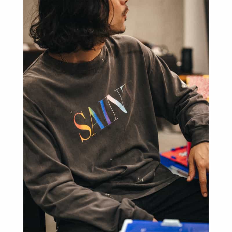 SAINT MXXXXXX SAINT MXXXXXX＜セント マイケル＞ ヴィンテージ加工ロングスリーブTシャツ BLACK