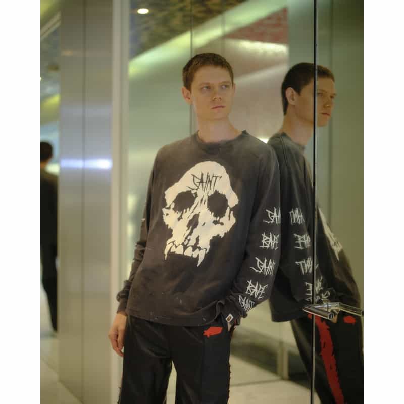 SAINT MXXXXXX＜セント マイケル＞ ヴィンテージ加工ロングスリーブTシャツ“BAPE（R）"