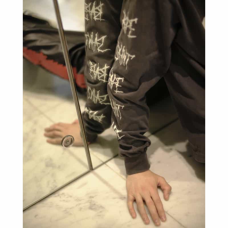 SAINT MXXXXXX SAINT MXXXXXX＜セント マイケル＞ ヴィンテージ加工ロングスリーブTシャツ“BAPE（R）" BLACK