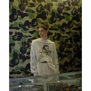 SAINT MXXXXXX＜セント マイケル＞ ヴィンテージ加工ロングスリーブTシャツ“BAPE（R）"