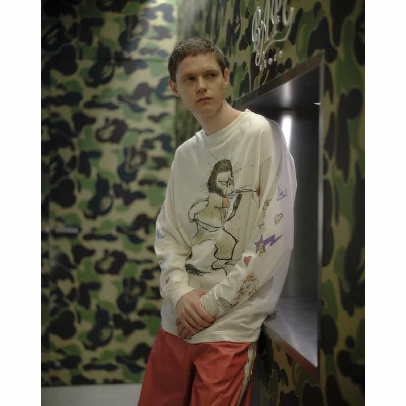 SAINT MXXXXXX SAINT MXXXXXX＜セント マイケル＞ ヴィンテージ加工ロングスリーブTシャツ“BAPE（R）" WHITE