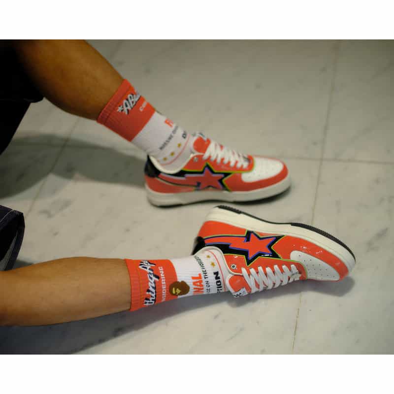 SAINT MXXXXXX SAINT MXXXXXX＜セント マイケル＞ ＜A BATHING APE（R）＞ リブソックス WHITE