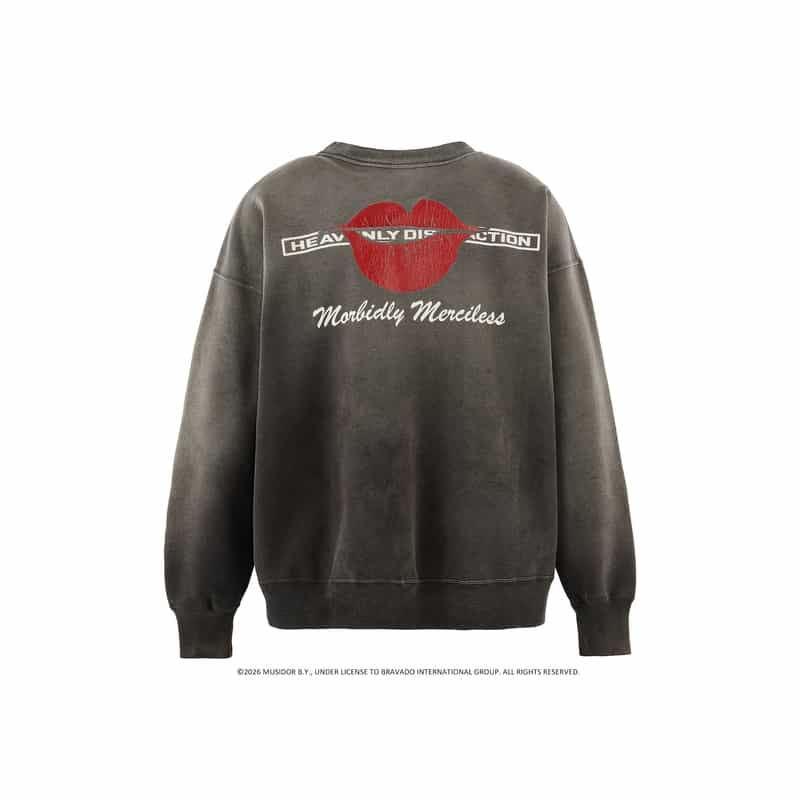 SAINT MXXXXXX SAINT MXXXXXX＜セント マイケル＞ ヴィンテージ加工スウェットプルオーバー“The Rolling Stones" BLACK