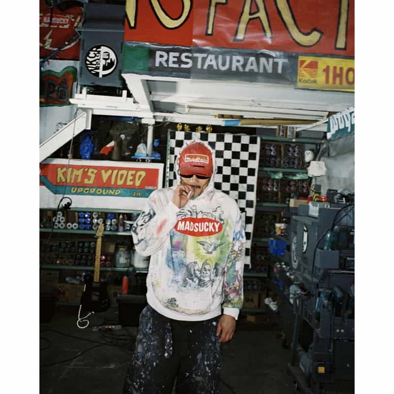 SAINT MXXXXXX SAINT MXXXXXX＜セント マイケル＞ ヴィンテージ加工スウェットフーディ WHITE