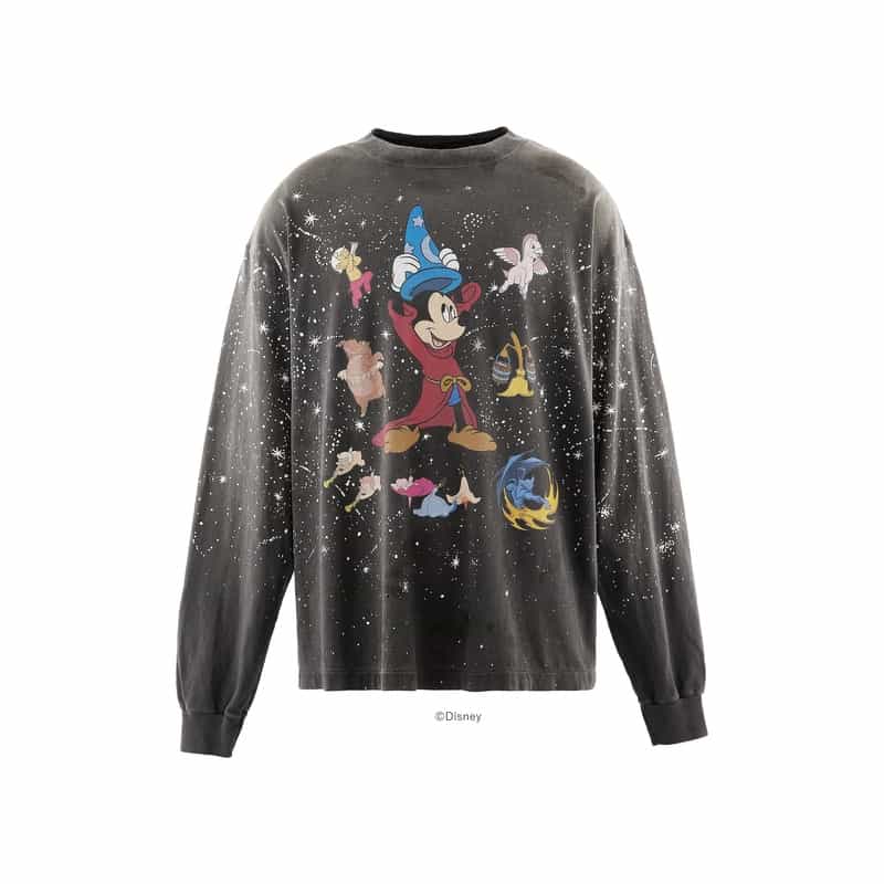 SAINT MXXXXXX SAINT MXXXXXX＜セント マイケル＞ ヴィンテージ加工ロングスリーブTシャツ“ファンタジア" BLACK