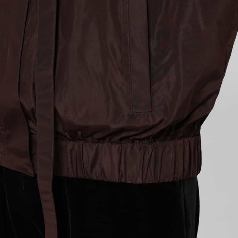 BARNEYS NEW YORK タフタ素材 ベルトデザイン ジップアップブルゾン BROWN