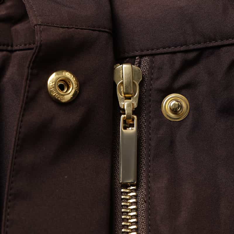 BARNEYS NEW YORK タフタ素材 ベルトデザイン ジップアップブルゾン BROWN