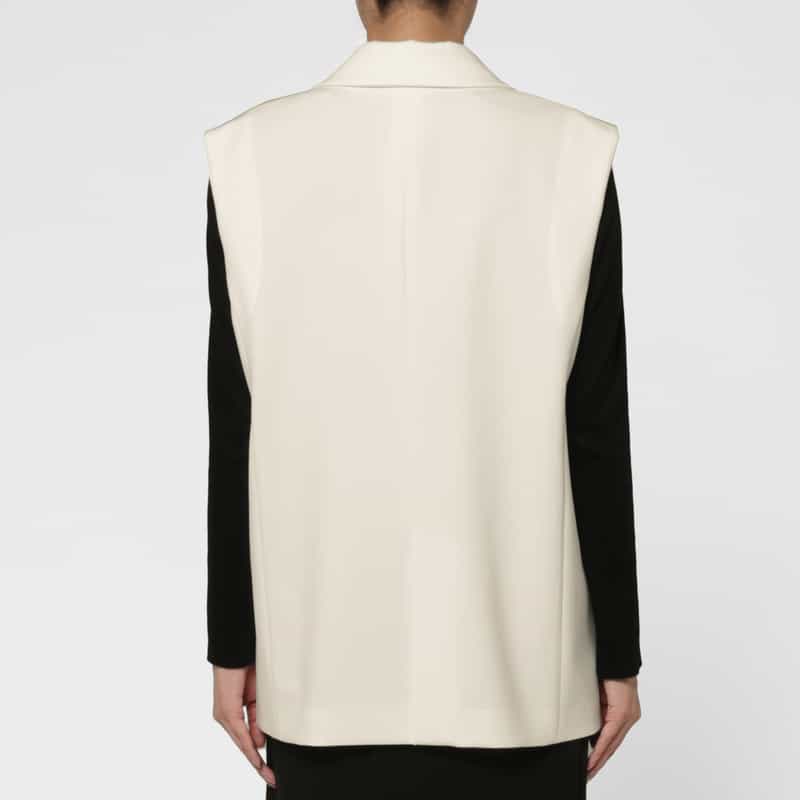 BARNEYS NEW YORK ダブルクロスストレッチ ダブルブレストジレ WHITE