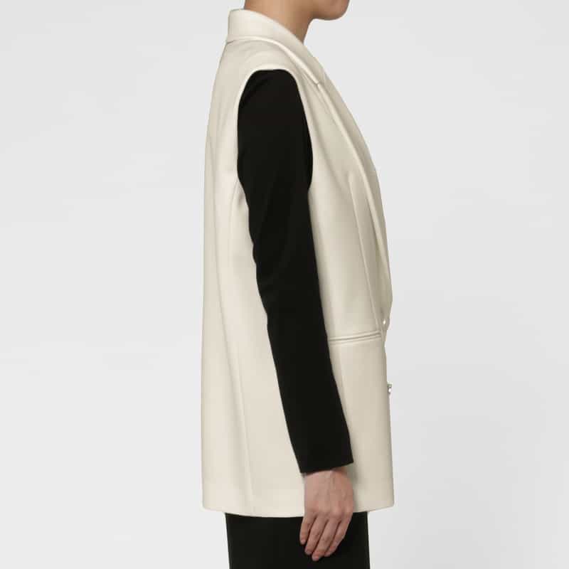 BARNEYS NEW YORK ダブルクロスストレッチ ダブルブレストジレ WHITE