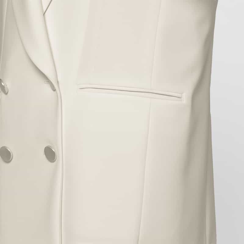 BARNEYS NEW YORK ダブルクロスストレッチ ダブルブレストジレ WHITE