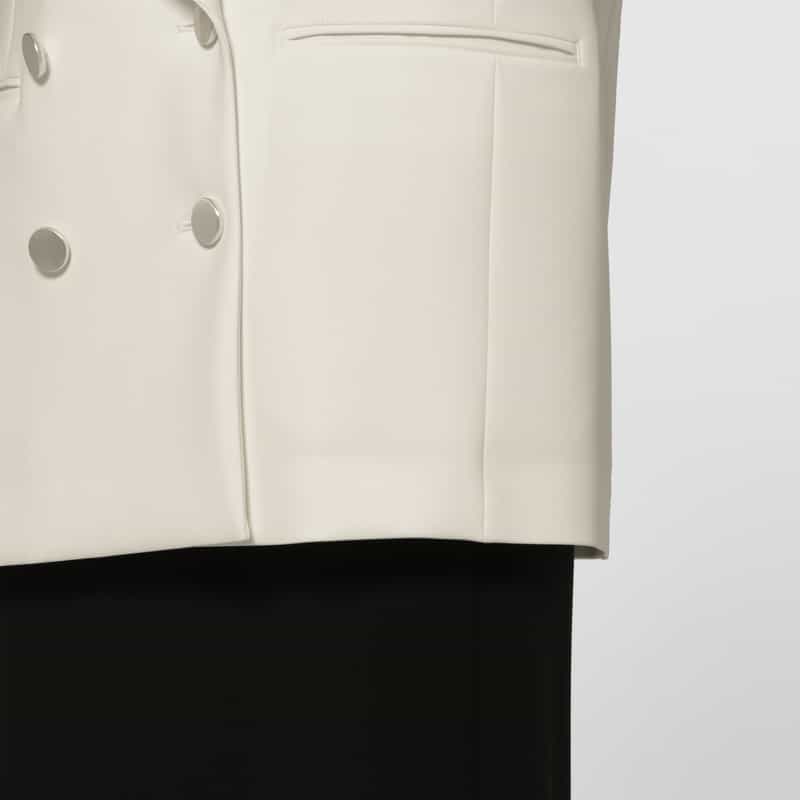 BARNEYS NEW YORK ダブルクロスストレッチ ダブルブレストジレ WHITE